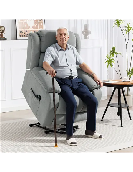 HOMCOM Eight-Point Massage Electric Lift Chair - Light Grey