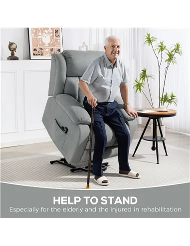 HOMCOM Eight-Point Massage Electric Lift Chair - Light Grey