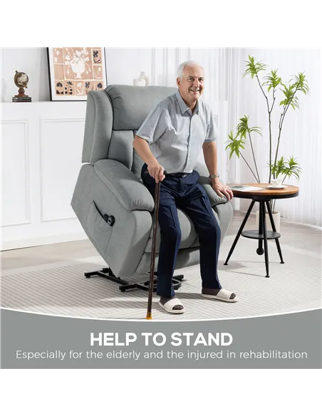 HOMCOM Eight-Point Massage Electric Lift Chair - Light Grey