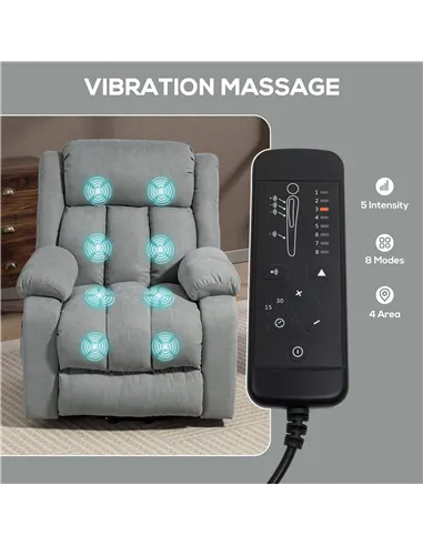 HOMCOM Eight-Point Massage Electric Lift Chair - Light Grey