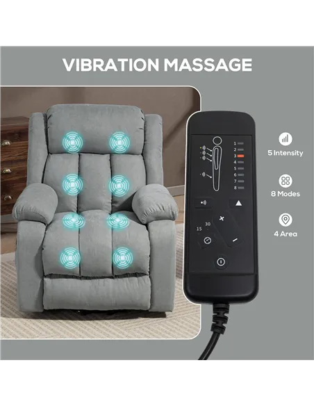 HOMCOM Eight-Point Massage Electric Lift Chair - Light Grey