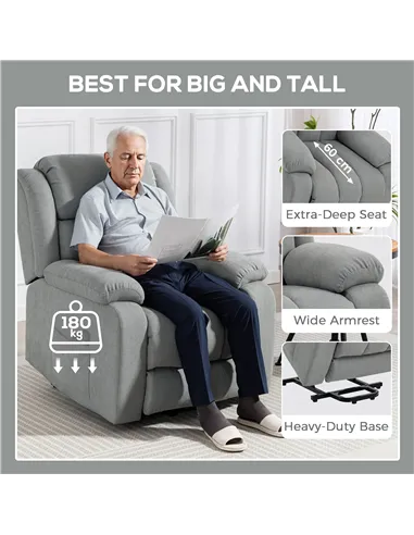 HOMCOM Eight-Point Massage Electric Lift Chair - Light Grey