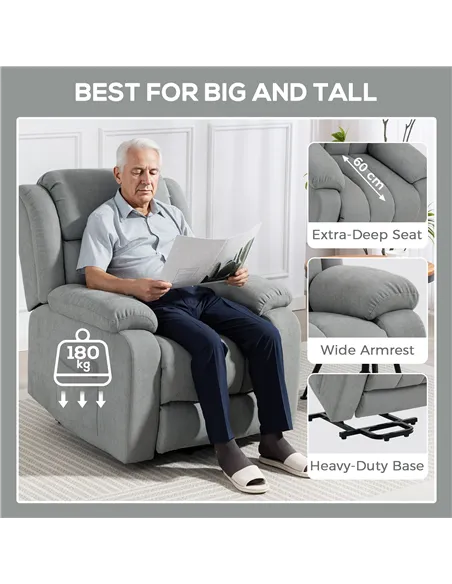 HOMCOM Eight-Point Massage Electric Lift Chair - Light Grey