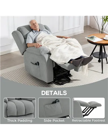 HOMCOM Eight-Point Massage Electric Lift Chair - Light Grey