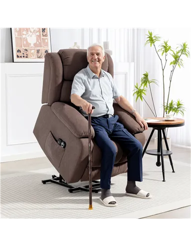 HOMCOM Eight-Point Massage Electric Lift Chair - Dark Brown