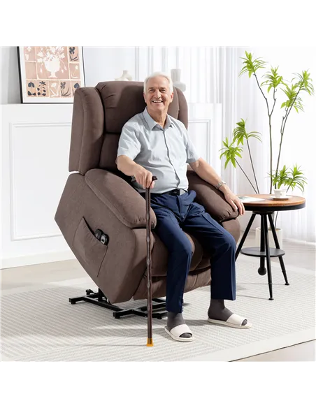 HOMCOM Eight-Point Massage Electric Lift Chair - Dark Brown