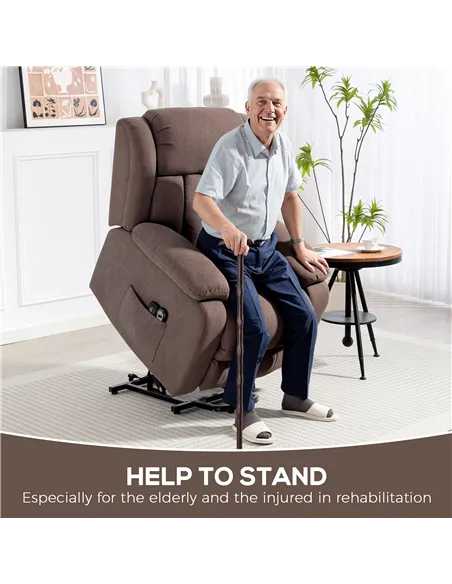 HOMCOM Eight-Point Massage Electric Lift Chair - Dark Brown