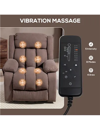 HOMCOM Eight-Point Massage Electric Lift Chair - Dark Brown