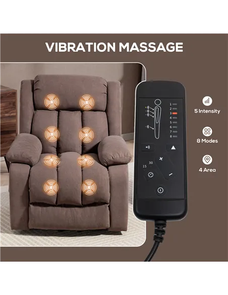 HOMCOM Eight-Point Massage Electric Lift Chair - Dark Brown