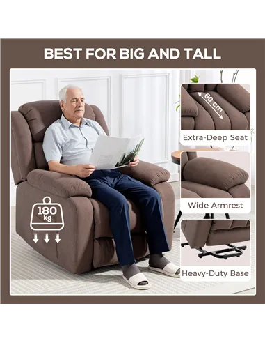 HOMCOM Eight-Point Massage Electric Lift Chair - Dark Brown