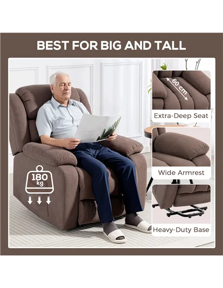 HOMCOM Eight-Point Massage Electric Lift Chair - Dark Brown