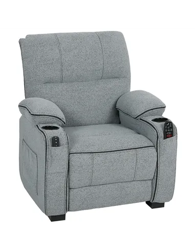 HOMCOM Electric Massage Recliner Armchair with Vibration, Heat, Whisper-Quiet Motor, Memory Function, Velvet Power Reclining Cha