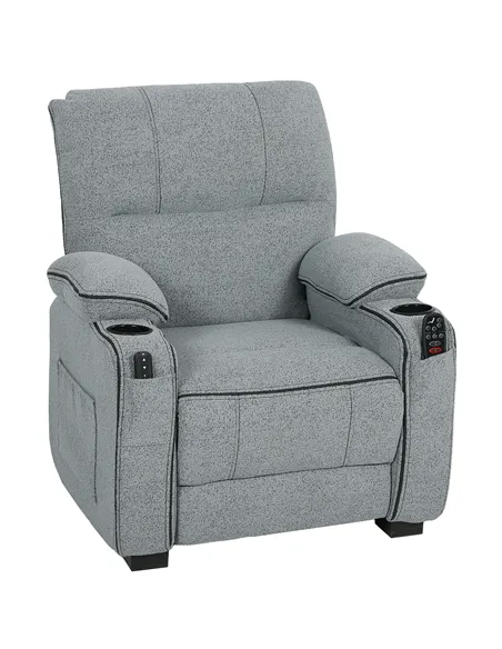 HOMCOM Electric Massage Recliner Armchair with Vibration, Heat, Whisper-Quiet Motor, Memory Function, Velvet Power Reclining Cha