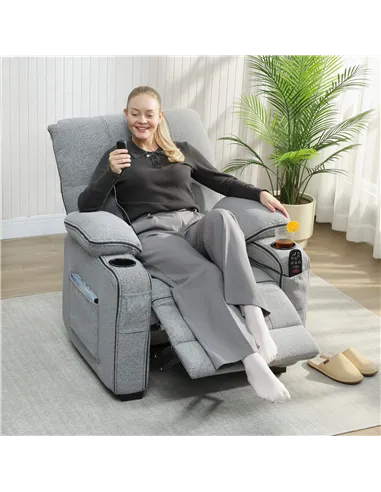 HOMCOM Electric Massage Recliner Armchair with Vibration, Heat, Whisper-Quiet Motor, Memory Function, Velvet Power Reclining Cha