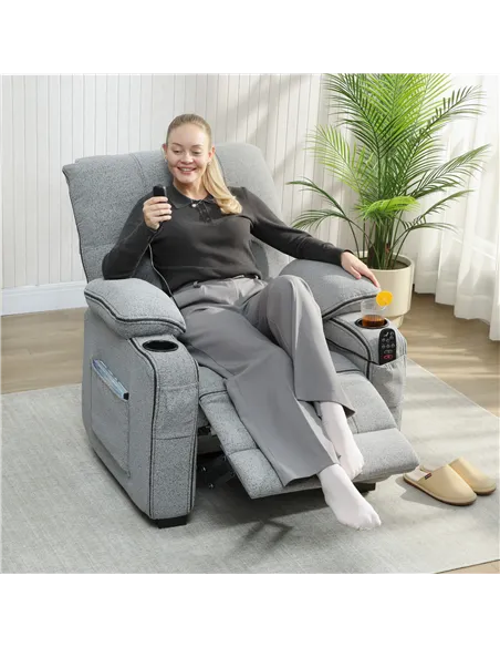 HOMCOM Electric Massage Recliner Armchair with Vibration, Heat, Whisper-Quiet Motor, Memory Function, Velvet Power Reclining Cha
