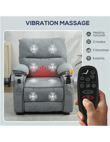 HOMCOM Electric Massage Recliner Armchair with Vibration, Heat, Whisper-Quiet Motor, Memory Function, Velvet Power Reclining Cha