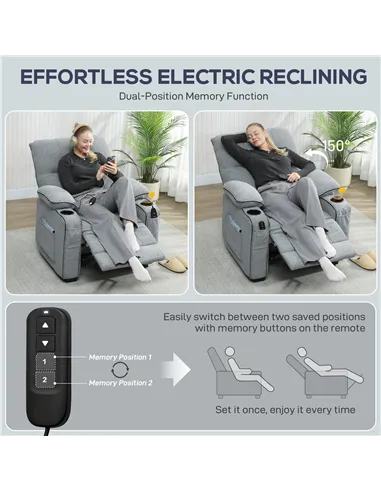 HOMCOM Electric Massage Recliner Armchair with Vibration, Heat, Whisper-Quiet Motor, Memory Function, Velvet Power Reclining Cha
