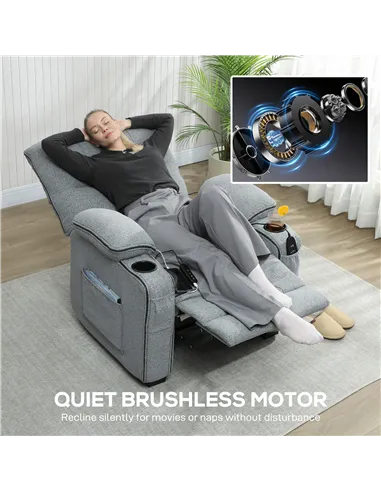 HOMCOM Electric Massage Recliner Armchair with Vibration, Heat, Whisper-Quiet Motor, Memory Function, Velvet Power Reclining Cha