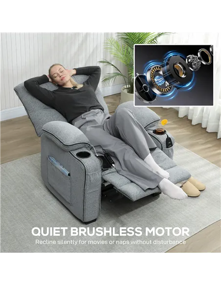 HOMCOM Electric Massage Recliner Armchair with Vibration, Heat, Whisper-Quiet Motor, Memory Function, Velvet Power Reclining Cha