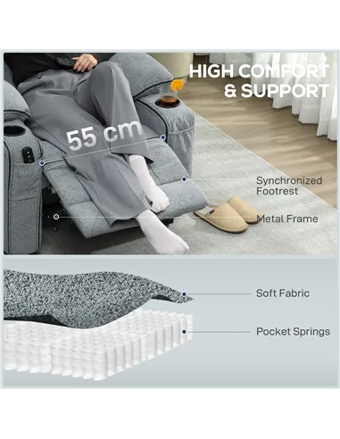 HOMCOM Electric Massage Recliner Armchair with Vibration, Heat, Whisper-Quiet Motor, Memory Function, Velvet Power Reclining Cha