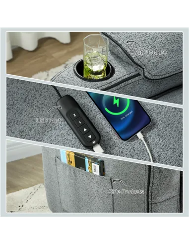 HOMCOM Electric Massage Recliner Armchair with Vibration, Heat, Whisper-Quiet Motor, Memory Function, Velvet Power Reclining Cha