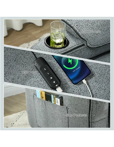 HOMCOM Electric Massage Recliner Armchair with Vibration, Heat, Whisper-Quiet Motor, Memory Function, Velvet Power Reclining Cha