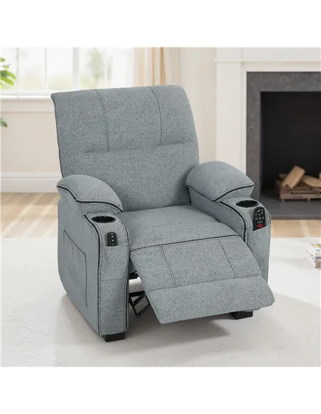 HOMCOM Electric Massage Recliner Armchair with Vibration, Heat, Whisper-Quiet Motor, Memory Function, Velvet Power Reclining Cha