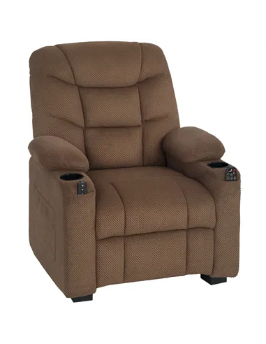 HOMCOM Electric Massage Recliner Armchair with Vibration, Heat, Whisper-Quiet Motor, Memory Function, Fleece Power Reclining Cha