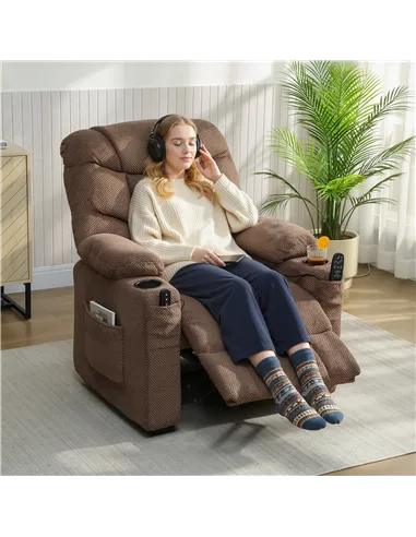 HOMCOM Electric Massage Recliner Armchair with Vibration, Heat, Whisper-Quiet Motor, Memory Function, Fleece Power Reclining Cha
