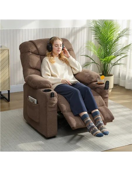 HOMCOM Electric Massage Recliner Armchair with Vibration, Heat, Whisper-Quiet Motor, Memory Function, Fleece Power Reclining Cha