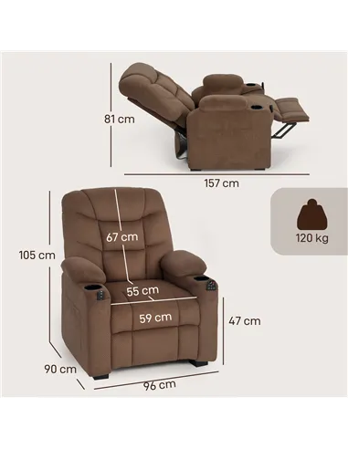 HOMCOM Electric Massage Recliner Armchair with Vibration, Heat, Whisper-Quiet Motor, Memory Function, Fleece Power Reclining Cha