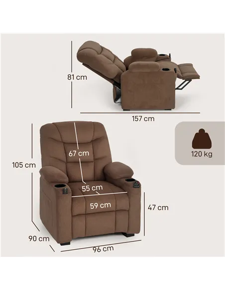 HOMCOM Electric Massage Recliner Armchair with Vibration, Heat, Whisper-Quiet Motor, Memory Function, Fleece Power Reclining Cha