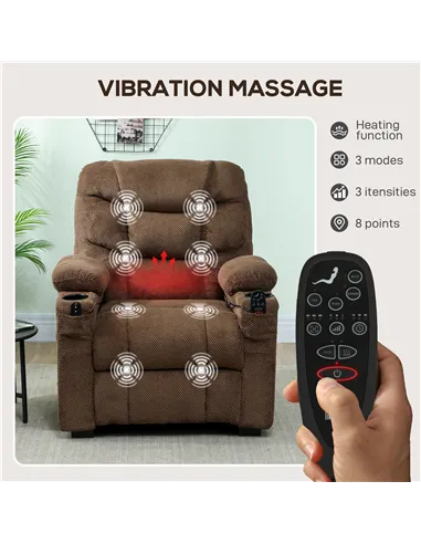 HOMCOM Electric Massage Recliner Armchair with Vibration, Heat, Whisper-Quiet Motor, Memory Function, Fleece Power Reclining Cha