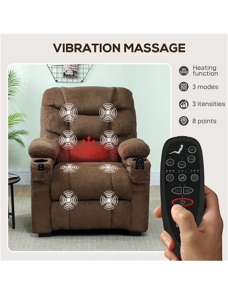 HOMCOM Electric Massage Recliner Armchair with Vibration, Heat, Whisper-Quiet Motor, Memory Function, Fleece Power Reclining Cha