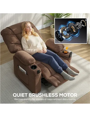 HOMCOM Electric Massage Recliner Armchair with Vibration, Heat, Whisper-Quiet Motor, Memory Function, Fleece Power Reclining Cha