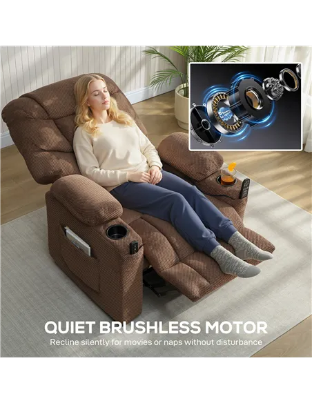HOMCOM Electric Massage Recliner Armchair with Vibration, Heat, Whisper-Quiet Motor, Memory Function, Fleece Power Reclining Cha