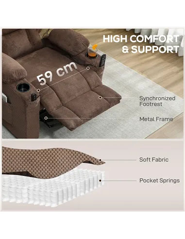 HOMCOM Electric Massage Recliner Armchair with Vibration, Heat, Whisper-Quiet Motor, Memory Function, Fleece Power Reclining Cha