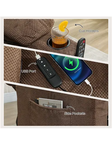 HOMCOM Electric Massage Recliner Armchair with Vibration, Heat, Whisper-Quiet Motor, Memory Function, Fleece Power Reclining Cha