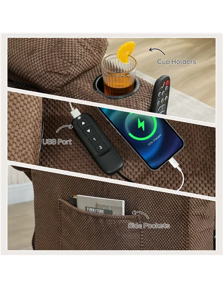 HOMCOM Electric Massage Recliner Armchair with Vibration, Heat, Whisper-Quiet Motor, Memory Function, Fleece Power Reclining Cha