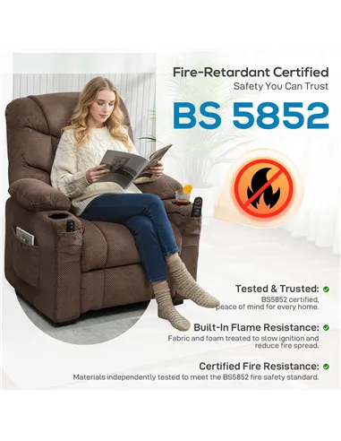 HOMCOM Electric Massage Recliner Armchair with Vibration, Heat, Whisper-Quiet Motor, Memory Function, Fleece Power Reclining Cha