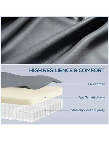 HOMCOM Massage Recliner Armchair, PU Leather Recliner Chair, Grey