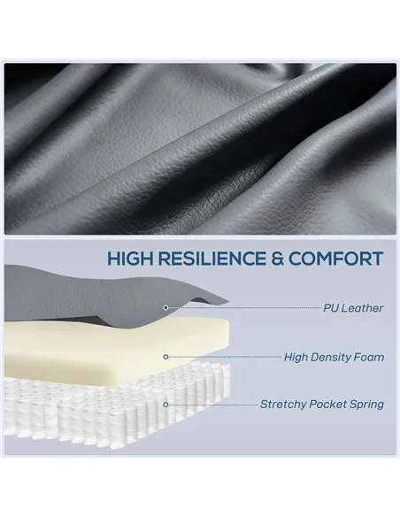 HOMCOM Massage Recliner Armchair, PU Leather Recliner Chair, Grey