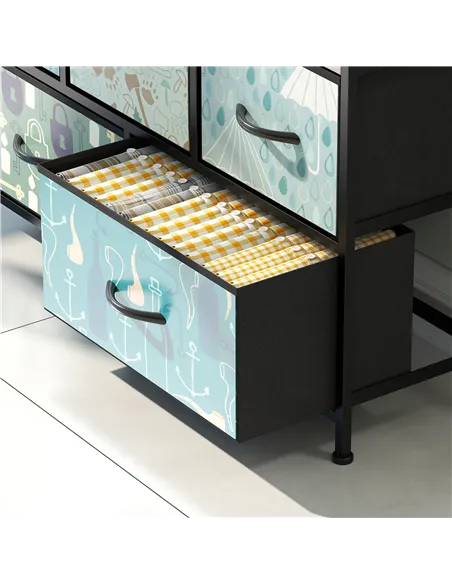 HOMCOM 5-Drawer Chest of Drawers - Blue