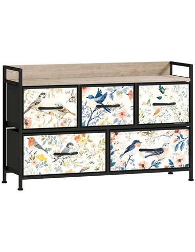 HOMCOM 5-Drawer Chest of Drawers - White