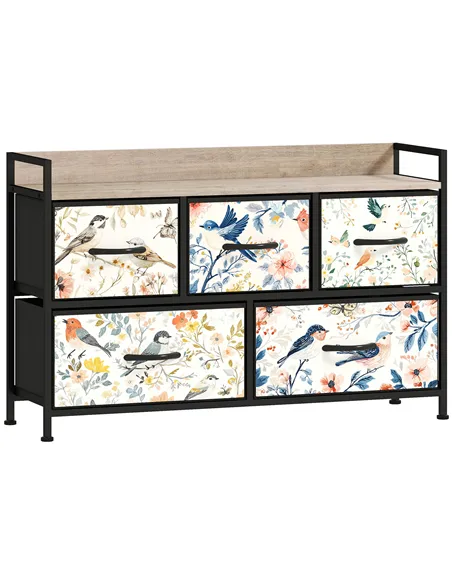 HOMCOM 5-Drawer Chest of Drawers - White