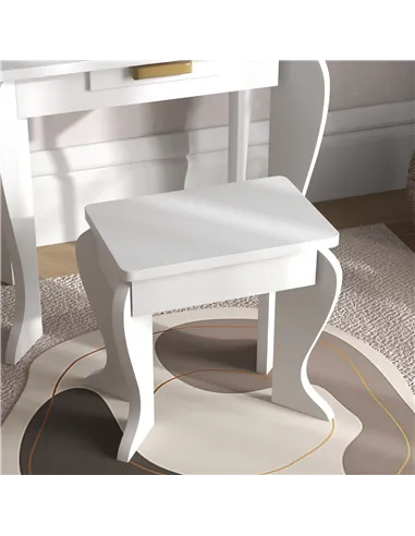 HOMCOM Kids Dressing Table Set, with Mirror and Drawer - White