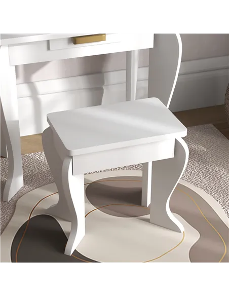 HOMCOM Kids Dressing Table Set, with Mirror and Drawer - White