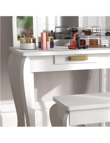 HOMCOM Kids Dressing Table Set, with Mirror and Drawer - White