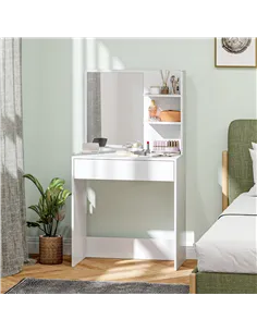 HOMCOM Dressing Table with Mirror and Storage - White 2