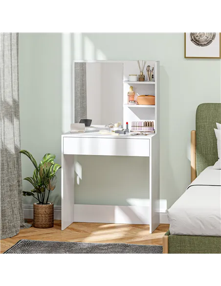 HOMCOM Dressing Table with Mirror and Storage - White